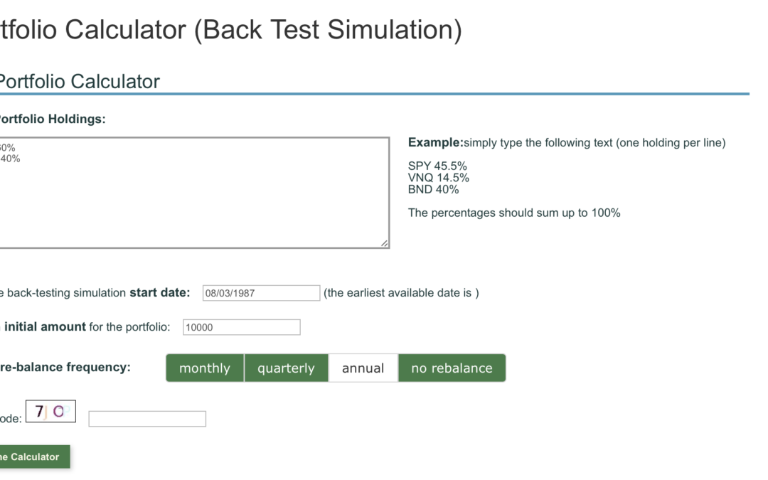 Portfolio Calculator (Simulator) And Rolling Returns